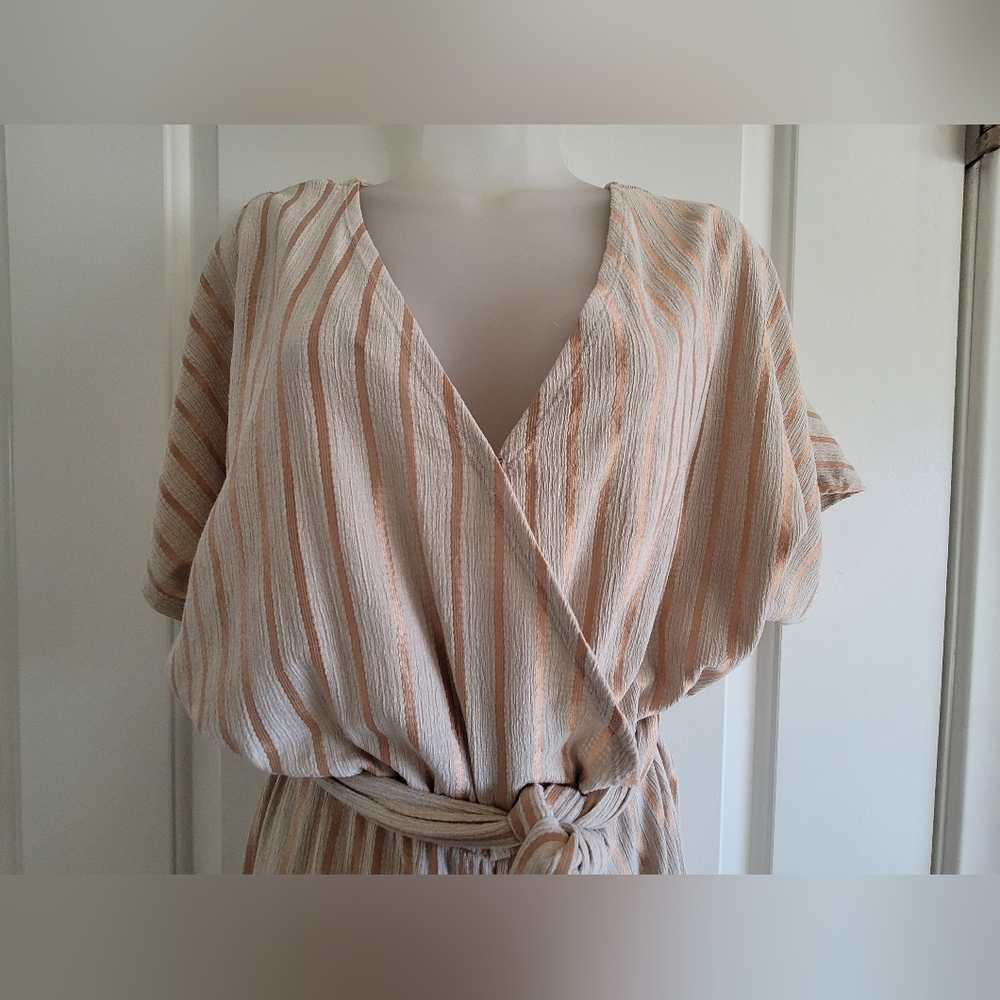 H&M Beige Striped Wide Leg Jumpsuit - Picture 4 of 12